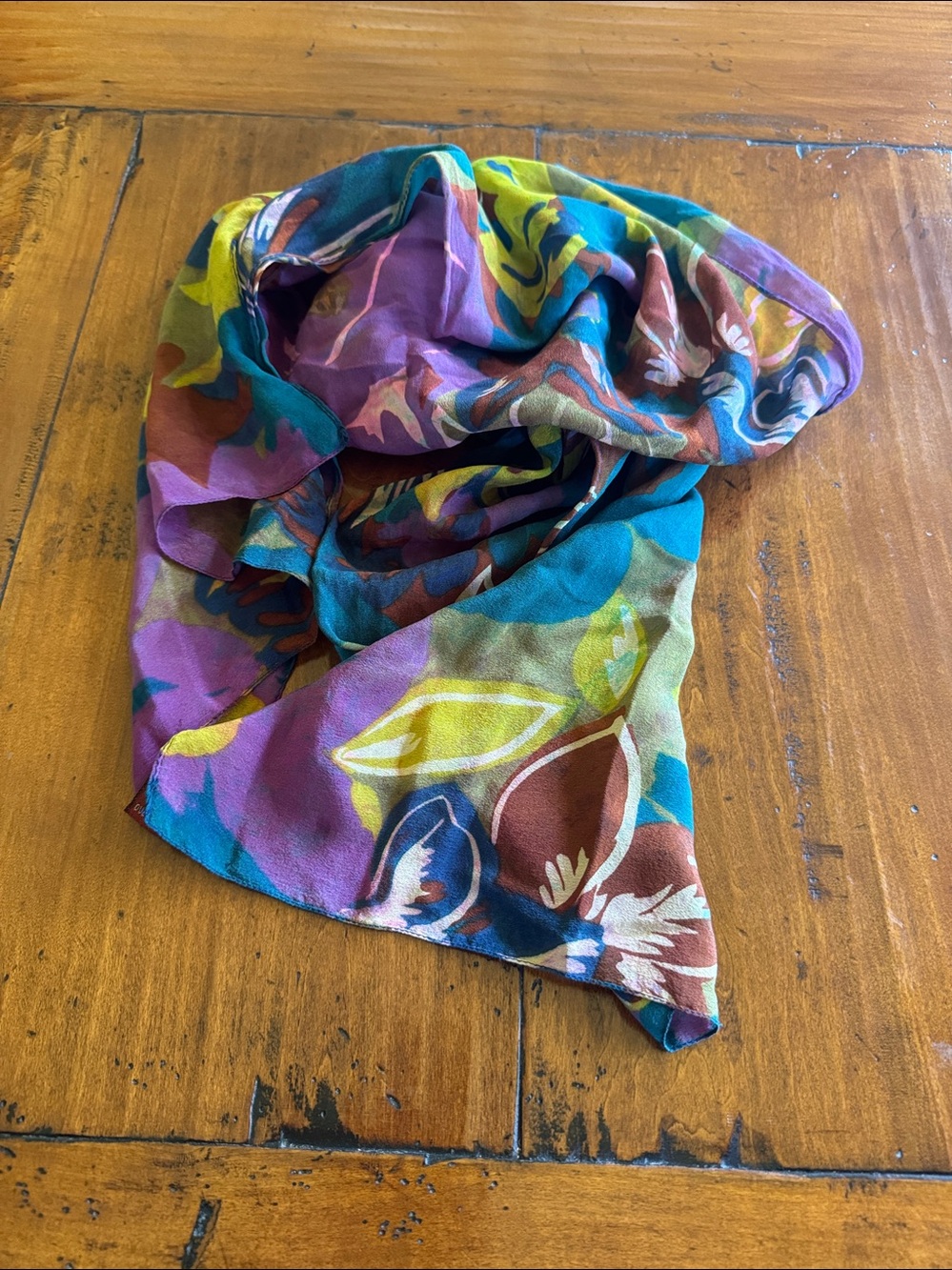 Vintage Axcess silk jewel tone scarf 12”x33”. So many uses…